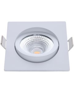 EcoDim - LED Spot - Inbouwspot - ED-10025 - 5W - Waterdicht IP54 - Dimbaar - Dim to Warm - Warm Wit 2000K-3000K - Mat Wit - Aluminium - Vierkant - Kantelbaar