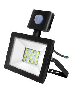 LED Bouwlamp 100 Watt met sensor - LED Schijnwerper - Aigi Sunny - Natuurlijk Wit 4000K - Waterdicht IP65 - Mat Zwart - Aluminium