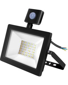 LED Bouwlamp 100 Watt met sensor - LED Schijnwerper - Aigi Sunny - Natuurlijk Wit 4000K - Waterdicht IP65 - Mat Zwart - Aluminium