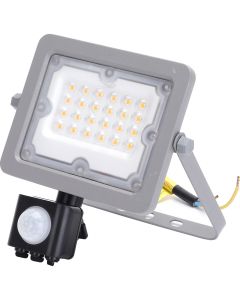 LED Bouwlamp met Sensor - Aigi Zuino - 20 Watt - Natuurlijk Wit 4000K - Waterdicht IP65 - Kantelbaar - Mat Grijs - Aluminium