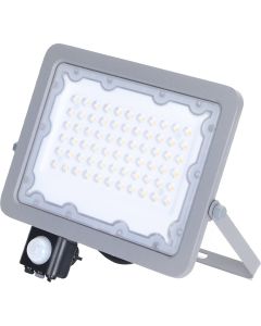 LED Bouwlamp met Sensor - Aigi Zuino - 50 Watt - Natuurlijk Wit 4000K - Waterdicht IP65 - Kantelbaar - Mat Grijs - Aluminium