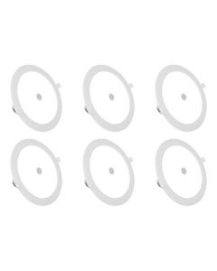 LED Downlight Slim 6 Pack - Aigi - PIR Bewegingssensor 360° - Inbouw Rond 12W - Helder/Koud Wit 6000K - Mat Wit - Ø170mm