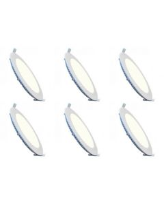 LED Downlight Slim 6 Pack - Inbouw Rond 12W - Natuurlijk Wit 4200K - Mat Wit Aluminium - Ø170mm