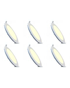 LED Downlight Slim 6 Pack - Inbouw Rond 3W - Dimbaar - Warm Wit 3000K - Mat Wit Aluminium - Ø90mm