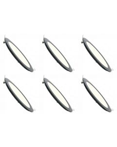 LED Downlight Slim 6 Pack - Inbouw Rond 6W - Dimbaar - Natuurlijk Wit 4200K - Mat Zwart Aluminium - Ø120mm