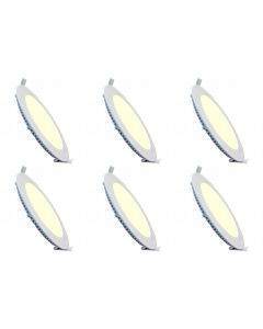 LED Downlight Slim 6 Pack - Inbouw Rond 6W - Warm Wit 2700K - Mat Wit Aluminium - Ø120mm