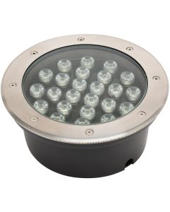 LED Grondspot - Aruz - Inbouw Rond - 24W - Waterdicht IP67 - Natuurlijk Wit 4000K - Rond - Mat Chroom - RVS