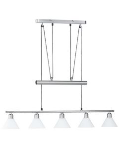 LED Hanglamp - Hangverlichting - Trion Stomun - E14 Fitting - 5-lichts - Rechthoek - Mat Nikkel - Aluminium