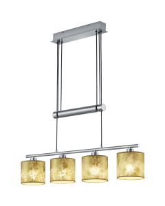 LED Hanglamp - Trion Gorino - E14 Fitting - 4-lichts - Rechthoek - Mat Goud - Aluminium