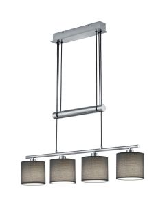 LED Hanglamp - Trion Gorino - E14 Fitting - 4-lichts - Rechthoek - Mat Grijs - Aluminium