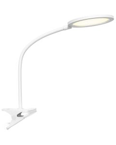 LED Klemlamp - Trion Arona - 7W - Natuurlijk Wit 4000K - Dimbaar - Rond - Mat Wit - Kunststof 