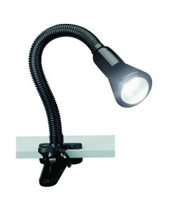 LED Klemlamp - Trion Fexy - E14 Fitting - Glans Zwart - Kunststof