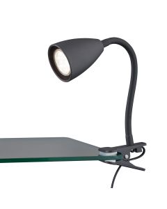 LED Klemlamp - Trion Fexy - E14 Fitting - Glans Grijs - Kunststof