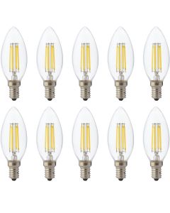 LED Lamp 10 Pack - Kaarslamp - Filament - E14 Fitting - 4W Dimbaar - Warm Wit 2700K