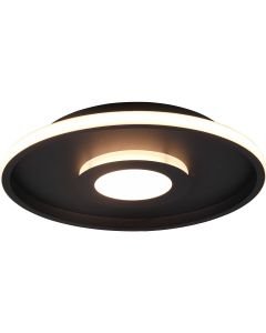 LED Plafondlamp - Badkamerlamp - Trion Asmaya - Opbouw Rond 35W - Spatwaterdicht IP44 - Dimbaar - Warm Wit 3000K - Mat Zwart - Aluminium