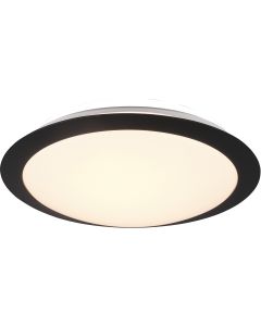 LED Plafondlamp - Badkamerlamp - Trion Hambert - 12W - Natuurlijk Wit 4000K - Spatwaterdicht IP44 - Rond - Mat Zwart - Kunststof