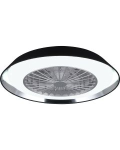 LED Plafondlamp met Ventilator - Plafondventilator - Trion Haron - 40W - Rond - Mat Chroom - Kunststof 