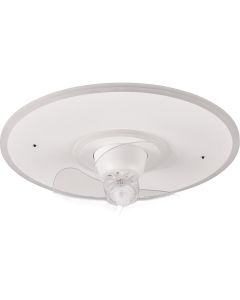 LED Plafondlamp met Ventilator - Plafondventilator - Trion Haron - 40W - Rond - Mat Chroom - Kunststof 