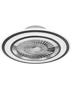 LED Plafondlamp met Ventilator - Plafondventilator - Trion Haron - 40W - Rond - Mat Chroom - Kunststof 