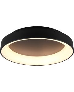 LED Plafondlamp - Plafondverlichting - Trion Gurano - 48W - Aanpasbare Kleur - Rond - Mat Zwart - Aluminium