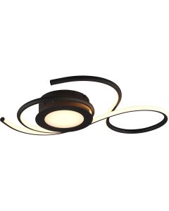 LED Plafondlamp - Plafondverlichting - Trion Jivino - 36W - Aanpasbare Kleur - Dimbaar - Rond - Mat Zwart - Aluminium