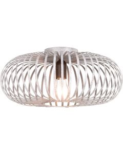 LED Plafondlamp - Plafondverlichting - Trion Johy - E27 Fitting - Rond - Industrieel Mat Zilver Aluminium