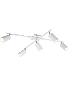 LED Plafondlamp - Plafondverlichting - Trion Mary - GU10 Fitting - 5-lichts - Rechthoek - Mat Wit - Aluminium