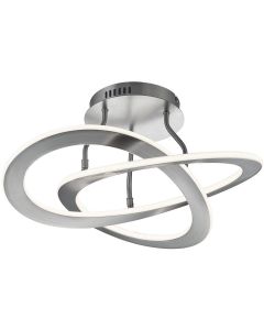 LED Plafondlamp - Plafondverlichting - Trion Oaky - 40W - Warm Wit 3000K - Rond - Mat Nikkel - Aluminium