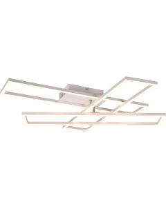 LED Plafondlamp - Plafondverlichting - Trion Dowino - 33W - Aanpasbare Kleur - Vierkant - Mat Nikkel - Aluminium