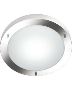 LED Plafondlamp - Trion Condi - Opbouw Rond - Spatwaterdicht IP44 - E27 Fitting - Mat Nikkel Aluminium - Ø310mm