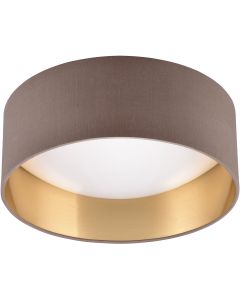 LED Plafondlamp - Trion Lukaku - Warm Wit - 3000K - 12W - Rond - Taupe - Textiel 1