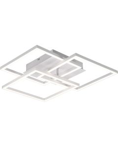 LED Plafondlamp - Trion Urano - 60W - Aanpasbare Kleur - Afstandsbediening - Dimbaar - Rechthoek - Mat Wit - Aluminium