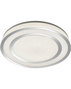 LED Plafondlamp - Trion Noruno - 45W - Aanpasbare Kleur - Dimbaar - Afstandsbediening - Sterlicht - Rond - Mat Chroom - Kunststof 