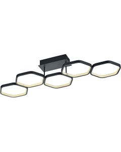 LED Plafondlamp - Trion Hakura - 46W - Natuurlijk Wit 4000K -  Dimbaar - Sterlicht - Rond - Mat Wit - Kunststof