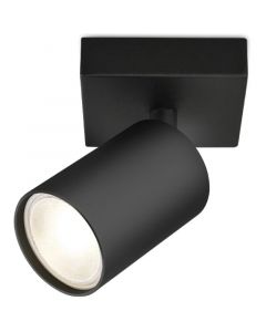 LED Plafondspot - Brinton Betin - GU10 Fitting - 1-lichts - Rond - Mat Zwart - Kantelbaar - Aluminium