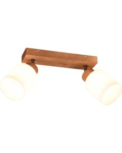 LED Plafondspot - Plafondverlichting - Trion Asmara - E14 Fitting - 2-lichts - Rechthoek - Mat Bruin - Hout