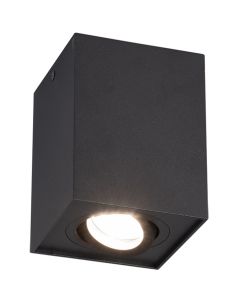 LED Plafondspot - Trion Bisqy - GU10 Fitting - 1-lichts - Vierkant - Mat Zwart - Aluminium