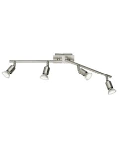 LED Plafondspot - Trion Nonta - GU10 Fitting - 12W - Warm Wit 3000K - 4-lichts - Rechthoek - Mat Nikkel - Aluminium