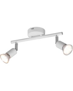 LED Plafondspot - Trion Pamo - GU10 Fitting - 2-lichts - Rond - Mat Wit - Aluminium