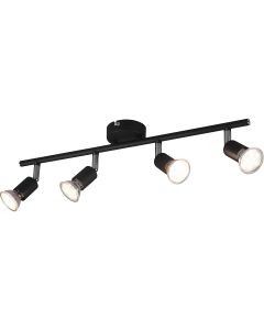 LED Plafondspot - Trion Pamo - GU10 Fitting - 4-lichts - Rond - Mat Zwart - Aluminium