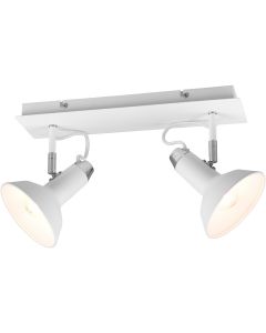 LED Plafondspot - Trion Rollo - E14 Fitting - 2-lichts - Rond - Mat Wit - Aluminium