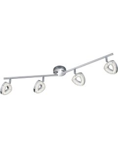 LED Plafondspot - Trion Turon - 16W - Warm Wit 3000K - 4-lichts - Rond - Mat Chroom - Aluminium