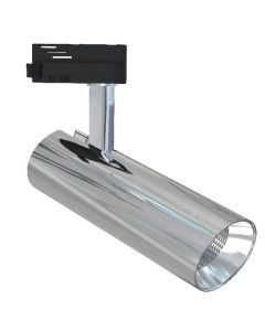 LED Railverlichting - Track Spot - Facto - 30W 1 Fase - Rond - Warm Wit 3000K - Glans Chroom Aluminium