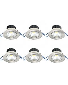 LED Spot 6 Pack - Inbouwspot - Lila - 5W - Helder/Koud Wit 6400K - Rond - Mat Chroom - Aluminium - Kantelbaar - Ø83mm