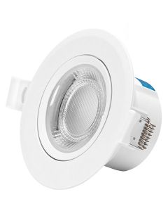 LED Spot - Inbouwspot - Facto Niron - 7W - Warm Wit 3000K - Mat Wit - Rond - Kantelbaar