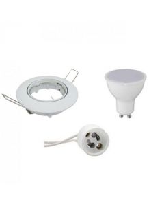 LED Spot Set - GU10 Fitting - Dimbaar - Inbouw Rond - Glans Wit - 6W - Natuurlijk Wit 4200K - Kantelbaar Ø80mm