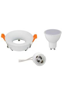 LED Spot Set - GU10 Fitting - Inbouw Rond - Mat Wit - 6W - Warm Wit 3000K - Ø85mm