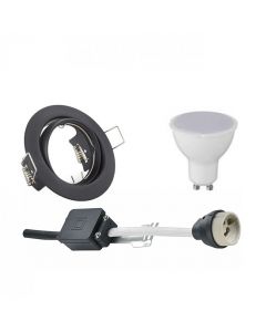 LED Spot Set - GU10 Fitting - Inbouw Rond - Mat Zwart - 8W - Helder/Koud Wit 6400K - Kantelbaar Ø83mm