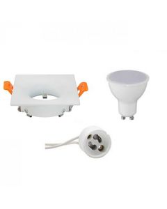 LED Spot Set - GU10 Fitting - Inbouw Vierkant - Mat Wit - 6W - Warm Wit 3000K - 85mm