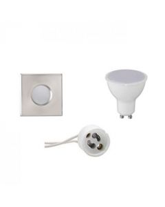 LED Spot Set - GU10 Fitting - Waterdicht IP65 - Inbouw Vierkant - Mat Chroom - 6W - Natuurlijk Wit 4200K - 82mm